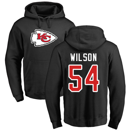 Men Kansas City Chiefs #54 Wilson Damien Black Name and Number Logo Pullover NFL Hoodie Sweatshirts->youth nfl jersey->Youth Jersey